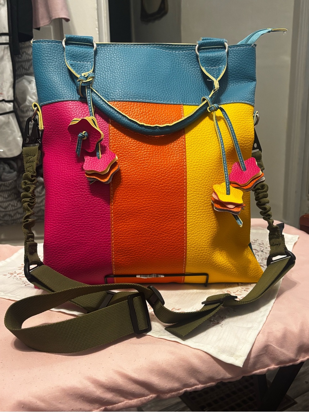 Color Block Multi-Color Tote Bag